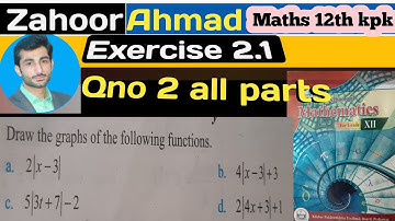 LECTURE 07 | Exercise 2.1 Qno 2 ( a,b,c,d )|Graph of modulus functions |maths 12 kpk board peshawar.