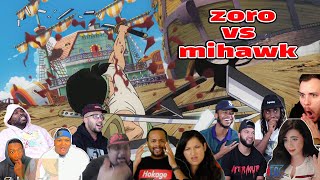 zoro vs mihawk one piece reaction mashup ep 24