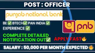 PNB Officer Recruitment 2026🔥|Vacancies+Education+Selection Process|Full Detailed Video