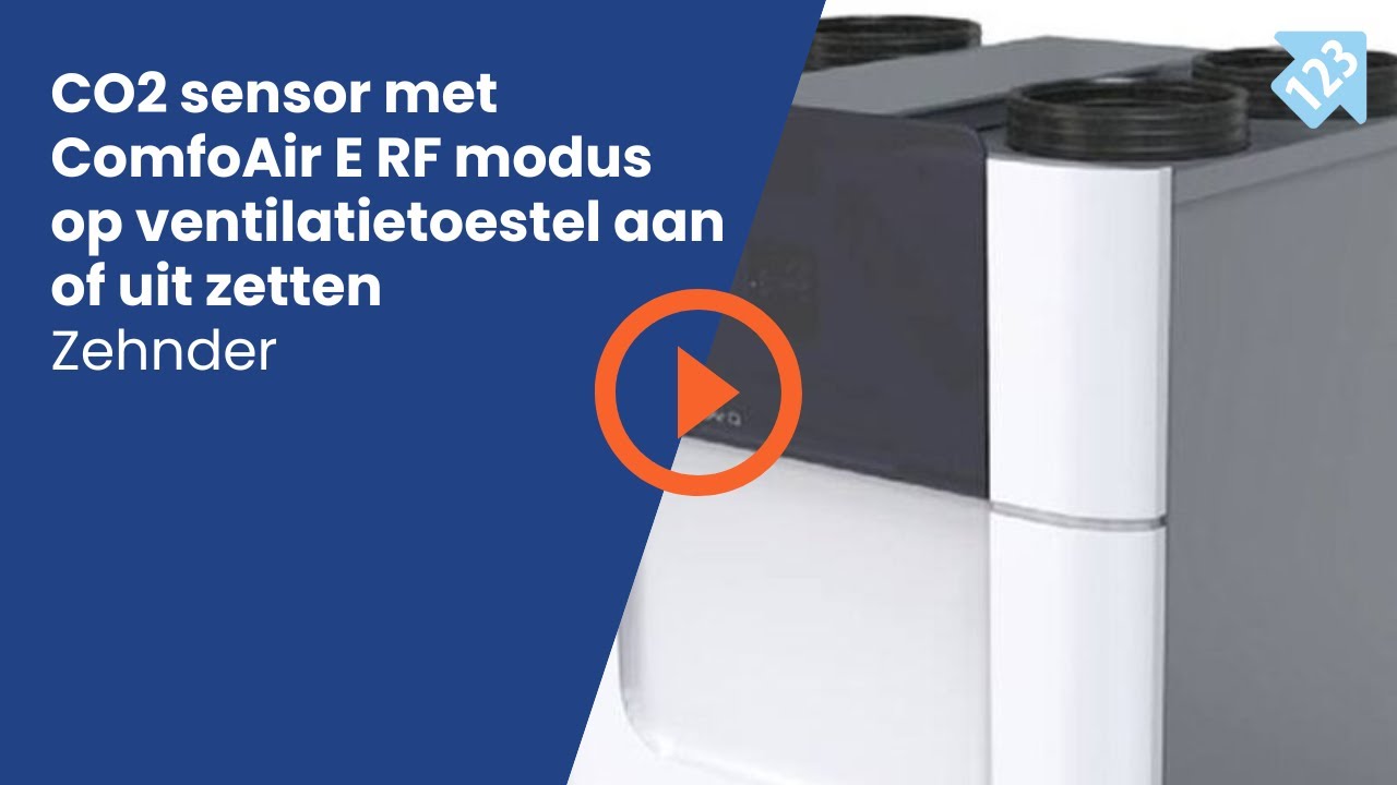 Zehnder CO2 sensor met ComfoAir E RF modus op ventilatietoestel aan of