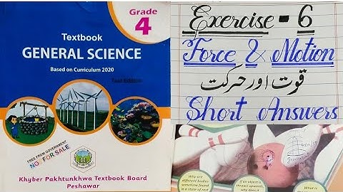 Class 4 Exercise 6 Force and Motion kpk primary textbooks New course General Science Book