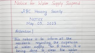 Write a Notice for Water Supply Suspend | English