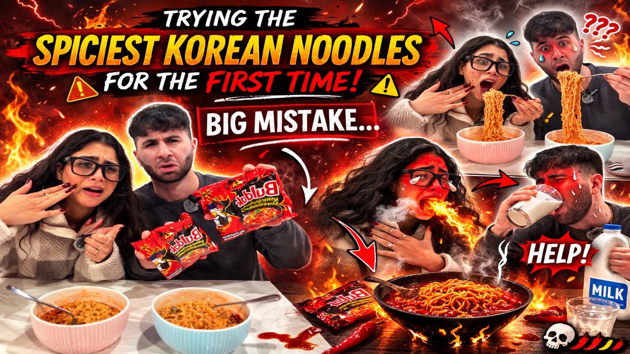 We Tried THE SPICIEST Korean Noodles… And Regretted It | 😳🔥 Our Mouths Are On Fire! 😭🔥 