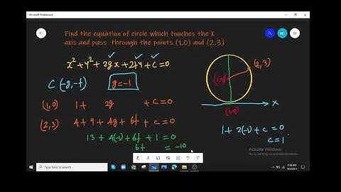 find eqn of circle two points and touches x axis