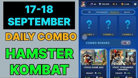 HAMSTER KOMBAT GAMEDEV DAILY COMBO | HAMSTER KOMBAT DAILY COMBO | 17 SEPTEMBER HAMSTER DAILY COMBO