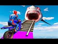 Spider-man ki Khatarnak Stunt Race aur Megalodon Shark - Spiderman Shark Parkour Challenge