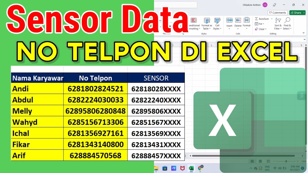 Cara Sensor Data No Telpon Di Excel - YouTube