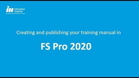 Create and Publish your Training Manual in FS Pro 2020