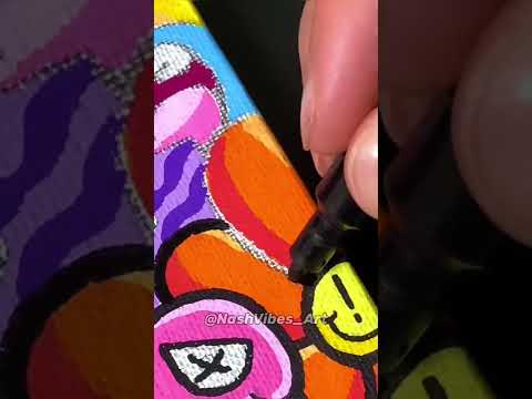 Drawing a Doodle with Posca Markers! Mini Canvas! (#shorts) - YouTube