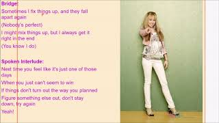 Nobody’s Perfect Hannah Montana Lyrics