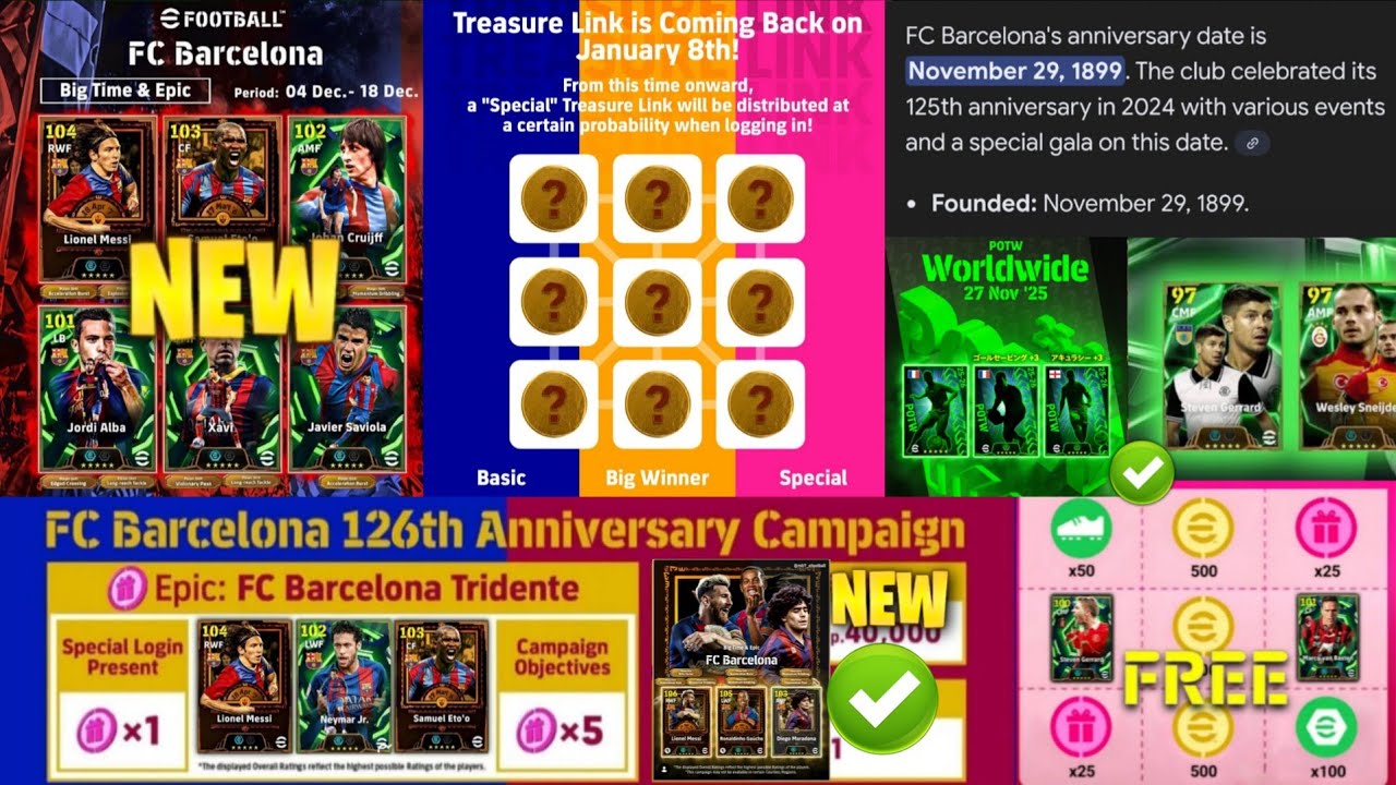 BARCELONA ANNIVERSARY 🤔❓ & WHAT'S COMING TODAY & MAINTENANCE END TIME EFOOTBALL 