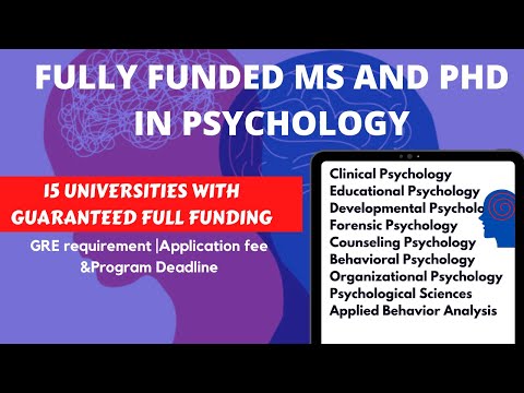 Fully Funded Masters and PhD in Psychology | 15 US Universities