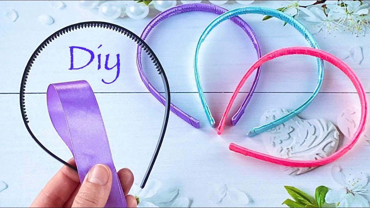 Как оплести ободок одной лентой Оплетение ободка атласной лентой How to ...