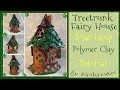 Treetrunk Fairy House Solar Lamp, Polymer Clay, Tutorial,