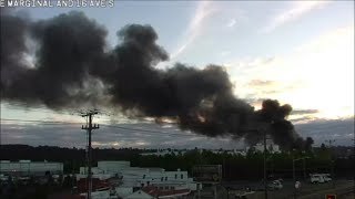 [Traffic Cam & Scanner] Large barge fire in south Seattle