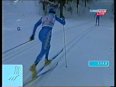 Видео: Лыжные гонки. Чемпионат мира 2001. Лахти. Эстафета 4х5. Женщины