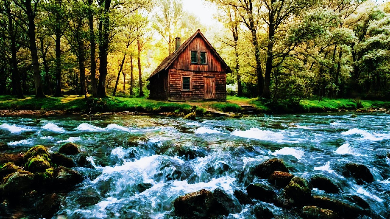 River Flowing Birds Chirping | Natural Forest Sounds for Sleeping ...