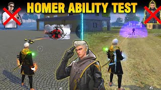 HOMER CHARACTER ABILITY TEST || FF New Homer character ability details || GARENA FREE FIRE