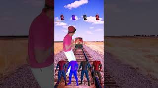 Equal Spiderman &amp; 4 spider dance vs tiny little &amp; train driver tom...