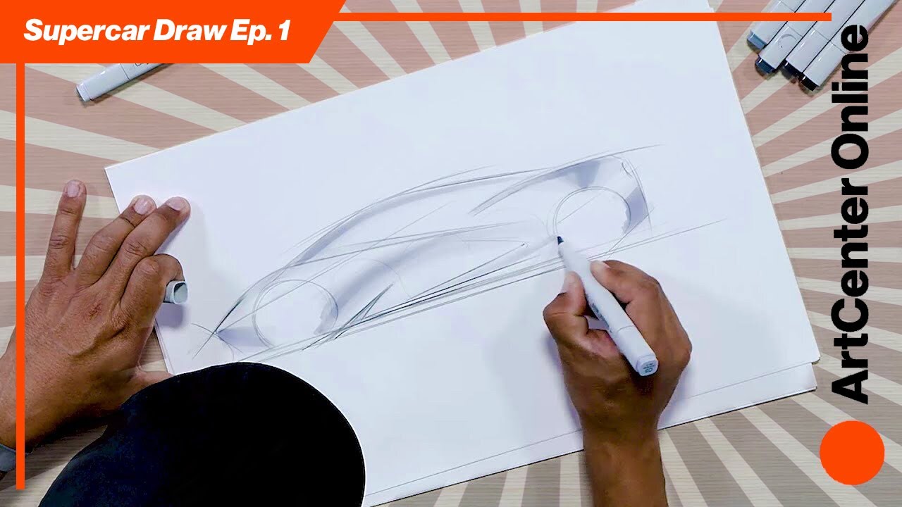 ArtCenter Online | How to Draw A Supercar | Sketch Tutorial Part 1 - YouTube