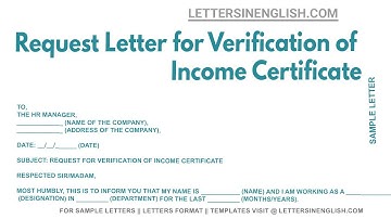 Request Letter For Verification Of Income Certificate