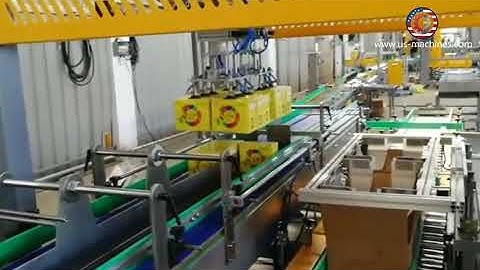 Automatic drinks carton box robot hand picking cartoning encasing machine with carboard placing syst