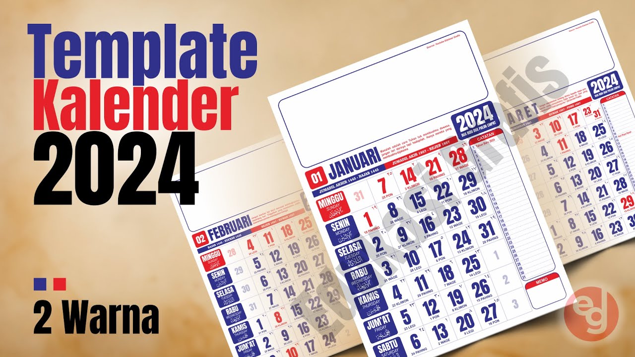 Template Kalender 2024 Format ke2 Free CDR CorelDraw File 