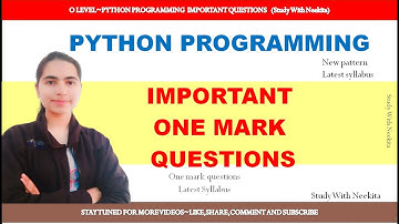 Python Programming theory most important questions |  MCQ Questions and Answers | O Level | M3-R5