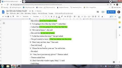 Bài tập câu tường thuật tiếng anh lớp 10 năm 2024