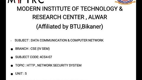 HTTP, INTRO.  N/W SECURITY/DCN/CSE IV/MANISH MUKHIJA/MITRC ALWAR