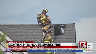 Lightning strike sparks house fire near Wake Forest