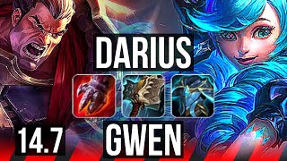 DARIUS vs GWEN (TOP) | Quadra, 8 solo kills, 1000+ games, Godlike, 36k DMG | BR Master | 14.7