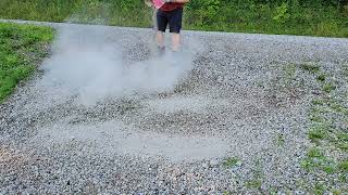 Mixing concrete in with gravel driveway