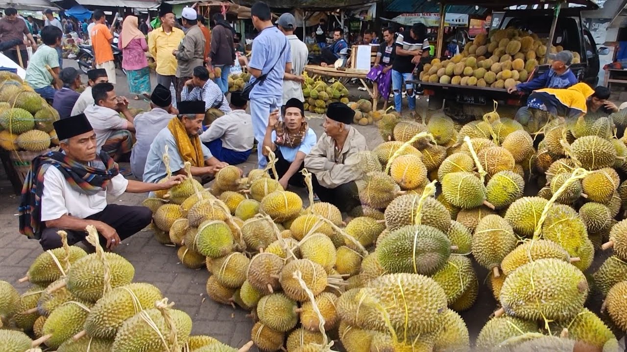 SELASA PAGI DURIAN MENUMPUK DI PASAR PASREPAN berbagai buah rempah melimpah