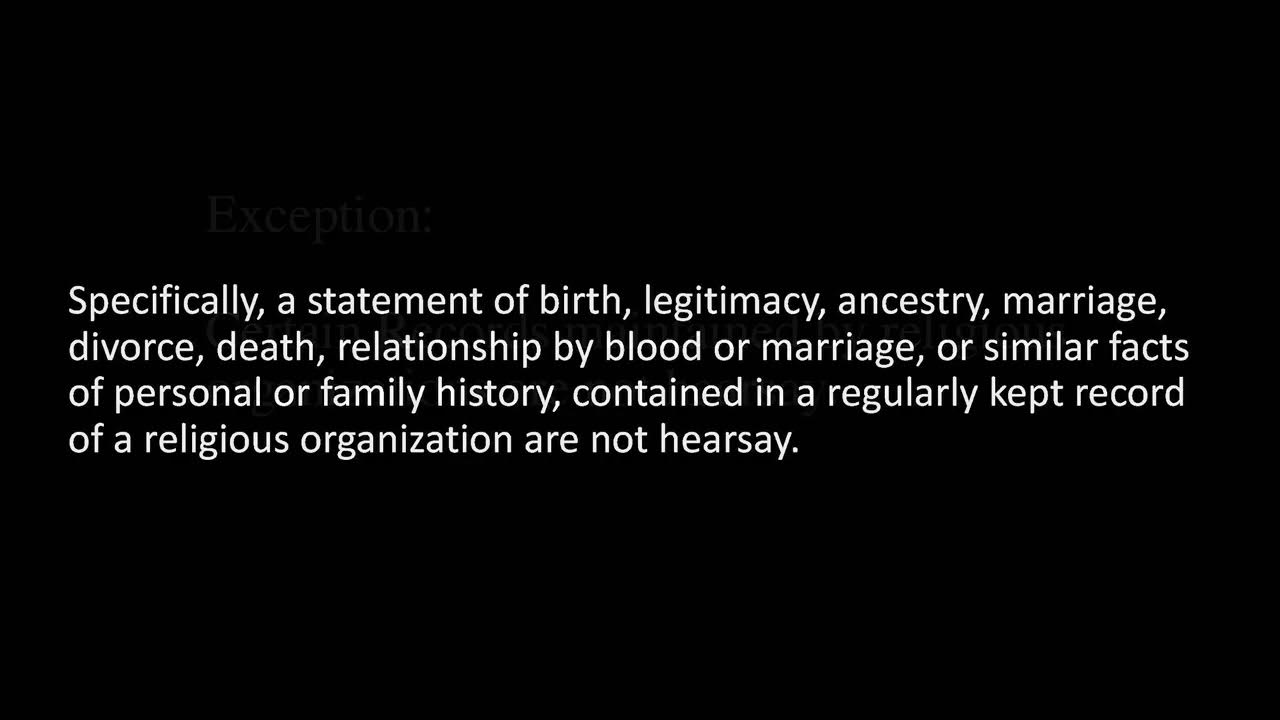 FRE 803(11) Hearsay and Records of Religious Org YouTube FRE 803(11) Hearsay and Records of Religious Org YouTube