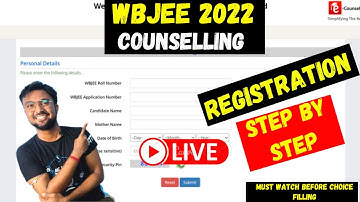 WBJEE 2022 counselling Registration | Step by step Live | Full Process | Choice Filling | Must watch