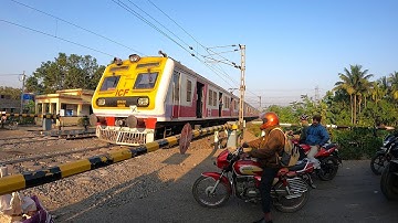 Colorful 12 Coaches Modern ICF AC Medha Emu Local Furious Speedy Passing Throughout At Railgate