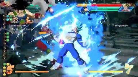 Vegeta (SSGSS), Goku (Super Saiyan), Android 21 10k combo with sparking blast
