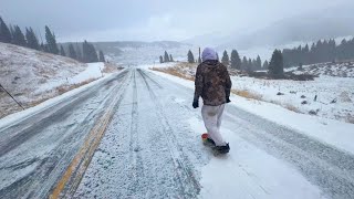 SKATEBOARDING ACROSS AMERICA! Skateboarding In A Snowstorm.. | Day 31