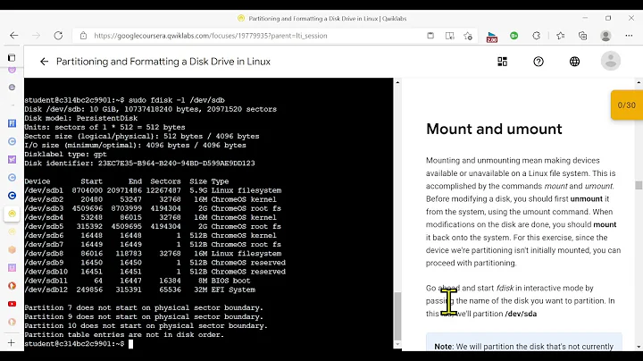 Coursera - Partition a Disk Drive in Linux