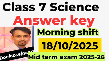 Class 7 science mid term answer key morning shift 2025-26 / science answer key 2025 class7 / doe