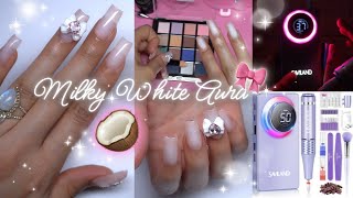 DIY: milky white aura nails. airbrush effect in seconds! ft. SAVILAND new e-file screenshot 5