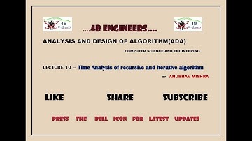 Time analysis of iterative and recursive algorithm||lec-10||unit-1||ADA