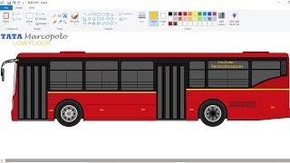 How to draw a Bus | Drawing TATA Marcopolo Bus on computer using Paint Program | Easy Bus drawing.