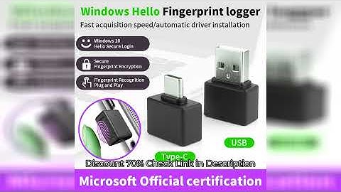 Mini Fingerprint Recognition Device Windows 10 11 Hello Biometric Scanner USB/Type C Fingerprint Rea
