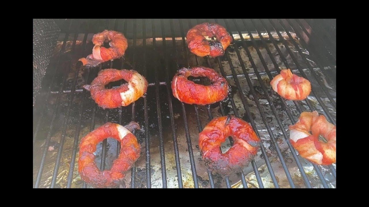 Bacon wrapped onion rings / on the pellet smoker / ZGrill YouTube