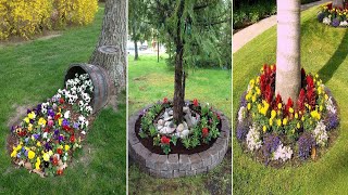 Lamp Post Makeover (and How to Create a Perfect Circle Flower Bed) | garden ideas