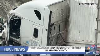 Fiery crash shuts down Highway 97 for five hours