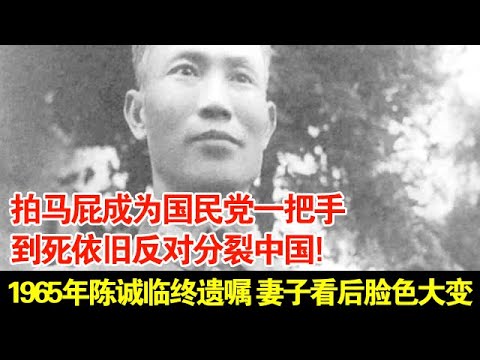 拍马屁成为国民党一把手,到死依旧反对分裂中国!1965年陈诚临终前遗嘱留下一句话,妻子看后脸色大变【揭秘·精编】