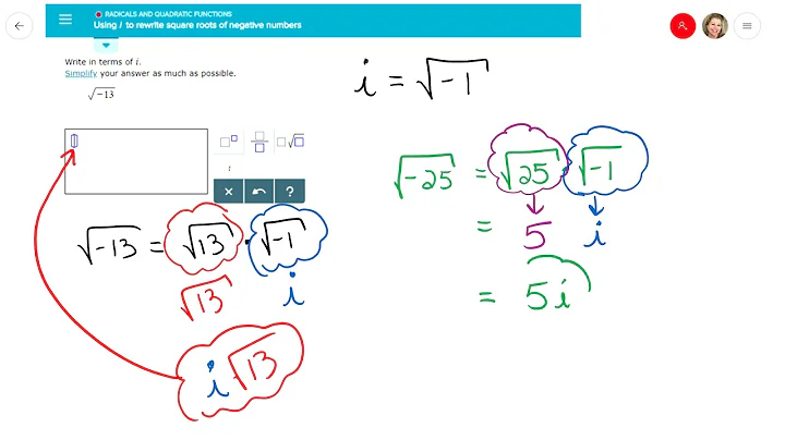 MAT 136 - Using i to rewrite square roots of negative numbers